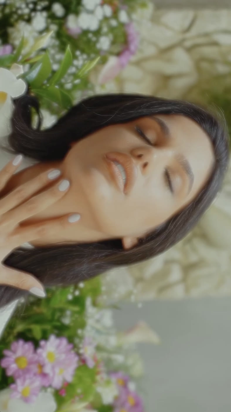 Modelo de la campaña Santa Fe entre flores, luz natural
